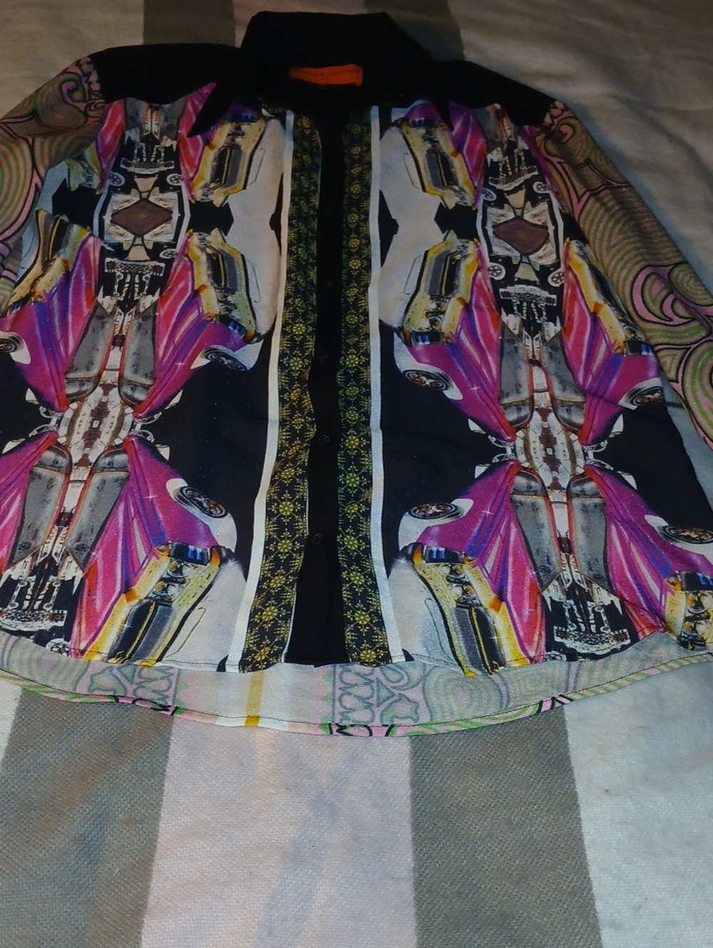 Clover Canyon Pink, Black & Yellow Printed Women's Blouse